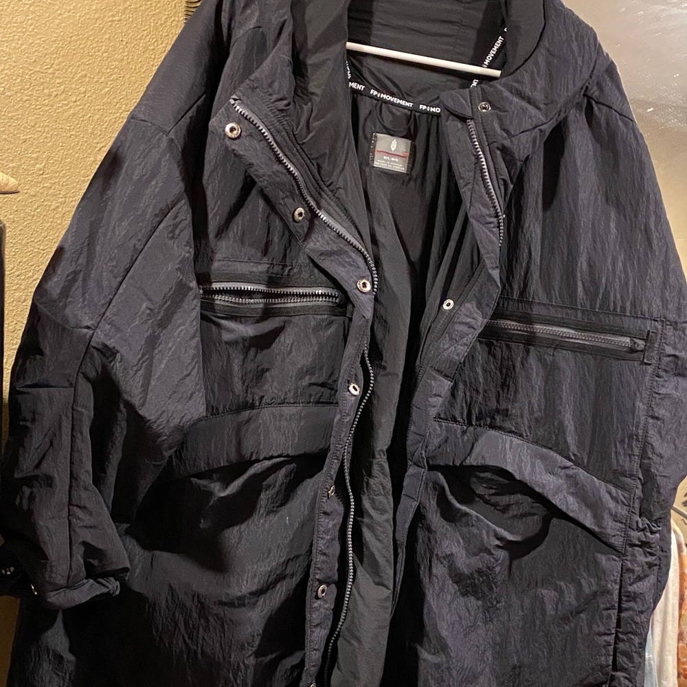 FP Movement by Free People Black Lightweight Hooded Anorak Jacket